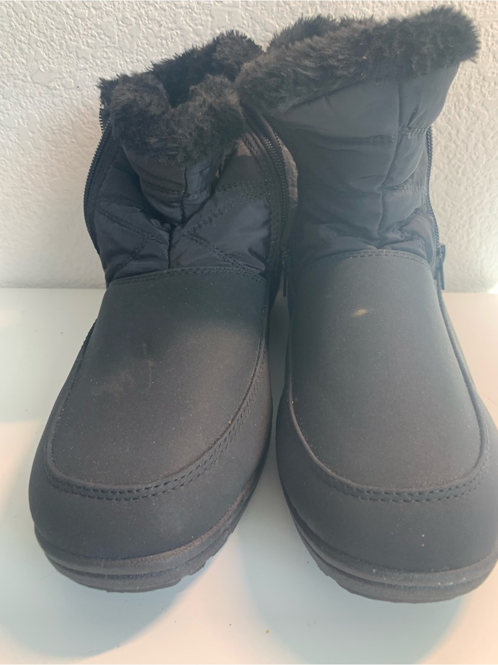 Women’s Black Faux-Fur Lined Winter Zip Boots